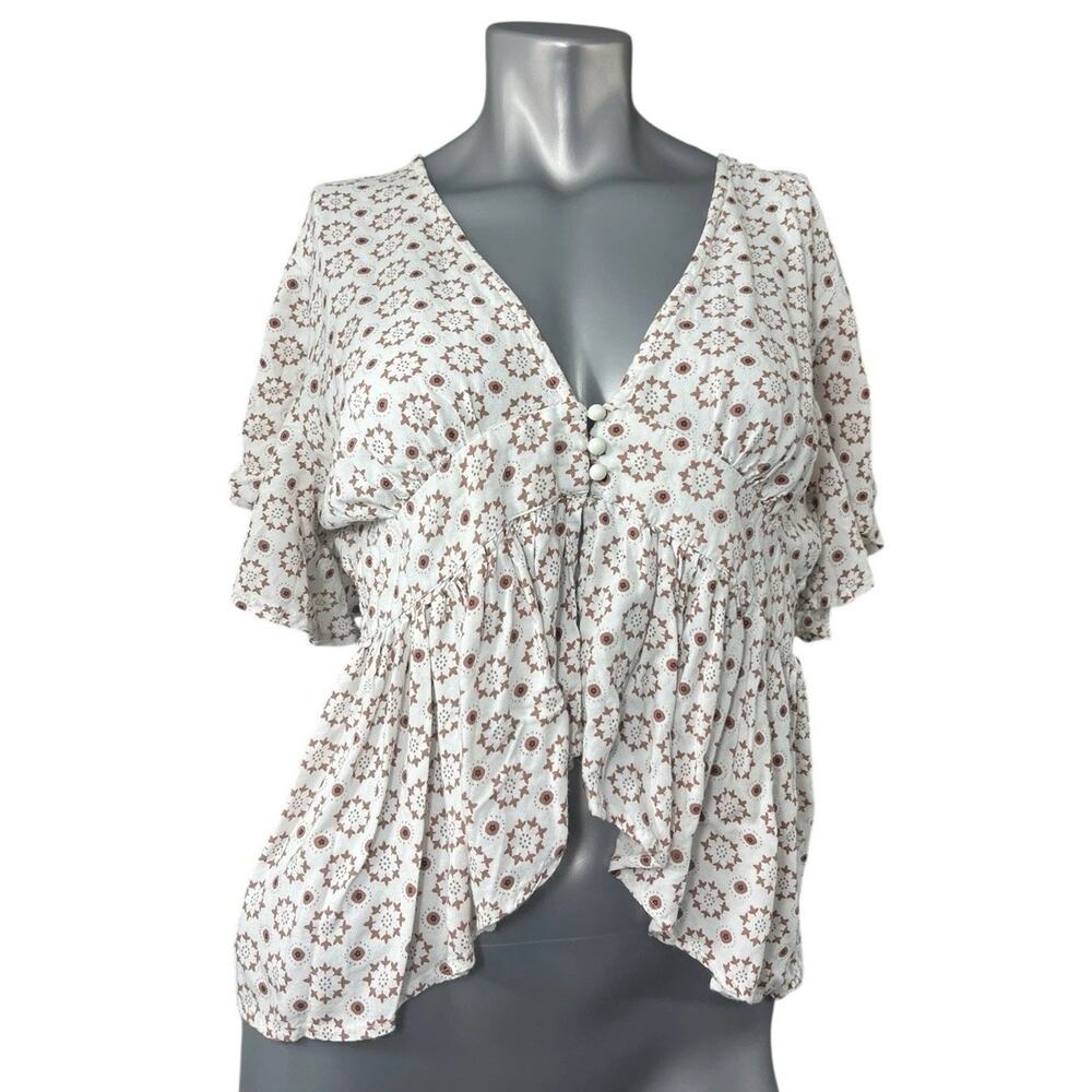 Dizzy Lizzy White Baby Doll Top Crop Large Flutter Sleeve Y2K Fairy Grunge